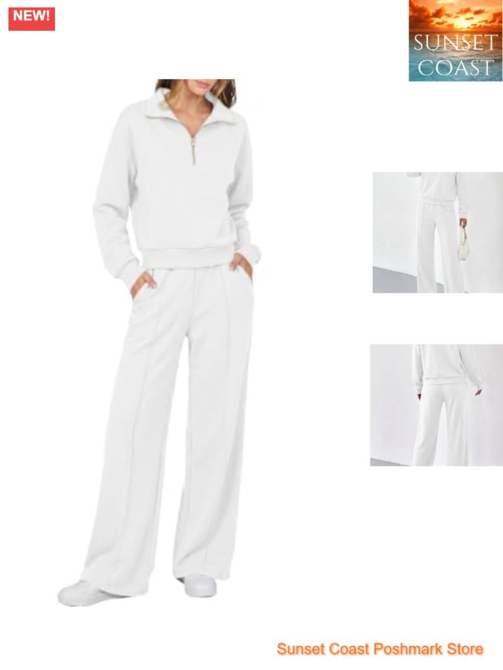 Women's 2 Piece Lounge Set Half Zip Oversized Sweatshirt Wide Leg Sweatpants